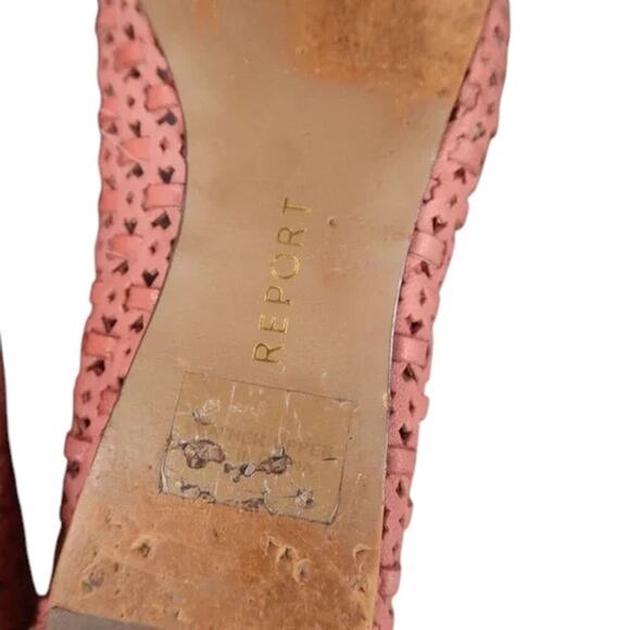 Report Shoes Womens 7 Flats Slip On Woven Peep Toe Ruffle Embellished Fashion - Picture 14 of 16